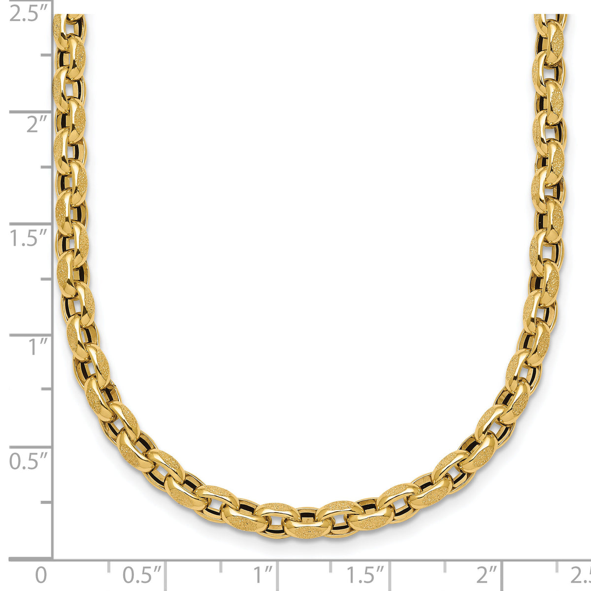 14k Polished 17.25in Fancy Textured Open Link Necklace-SF3223-17.25