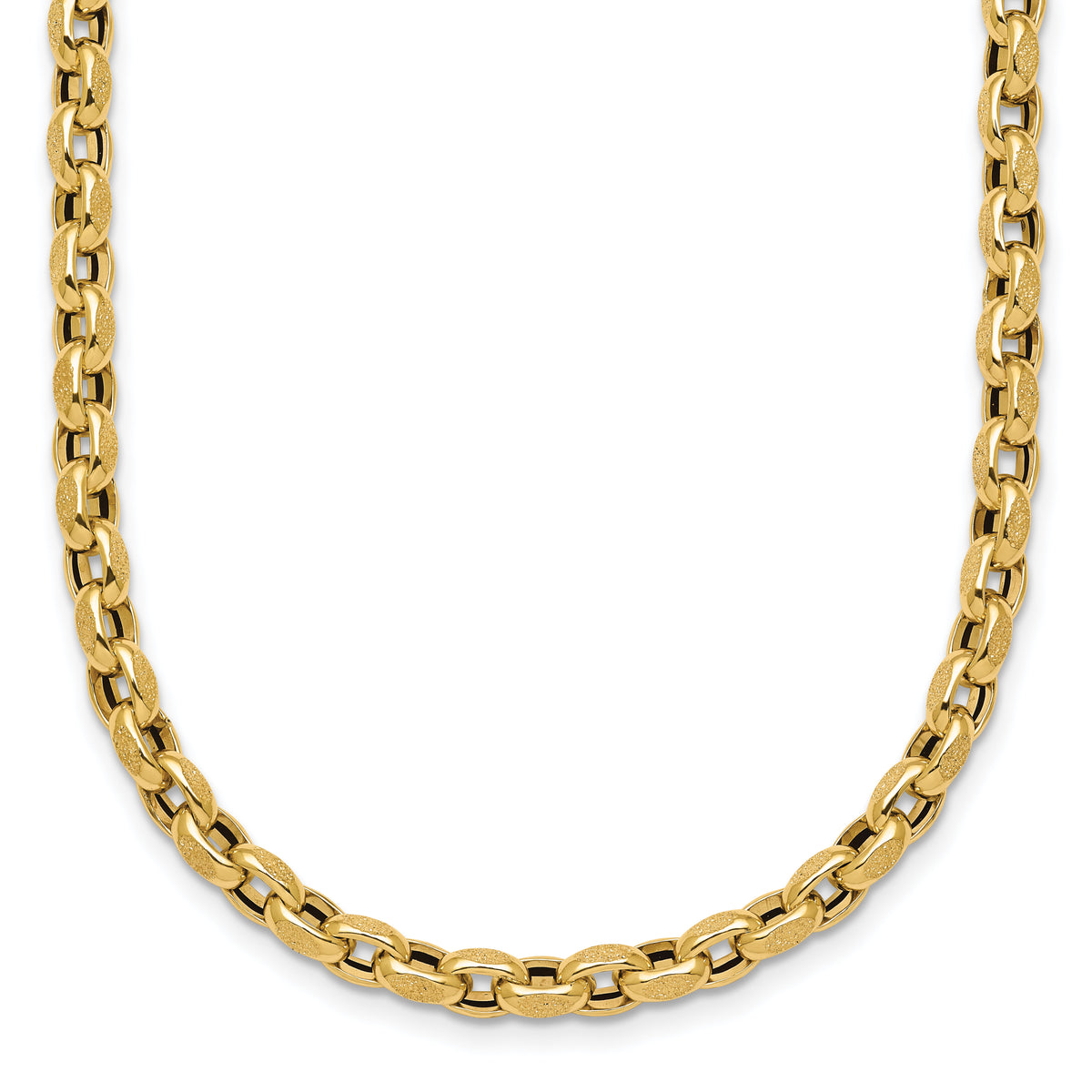 14k Polished 17.25in Fancy Textured Open Link Necklace-SF3223-17.25