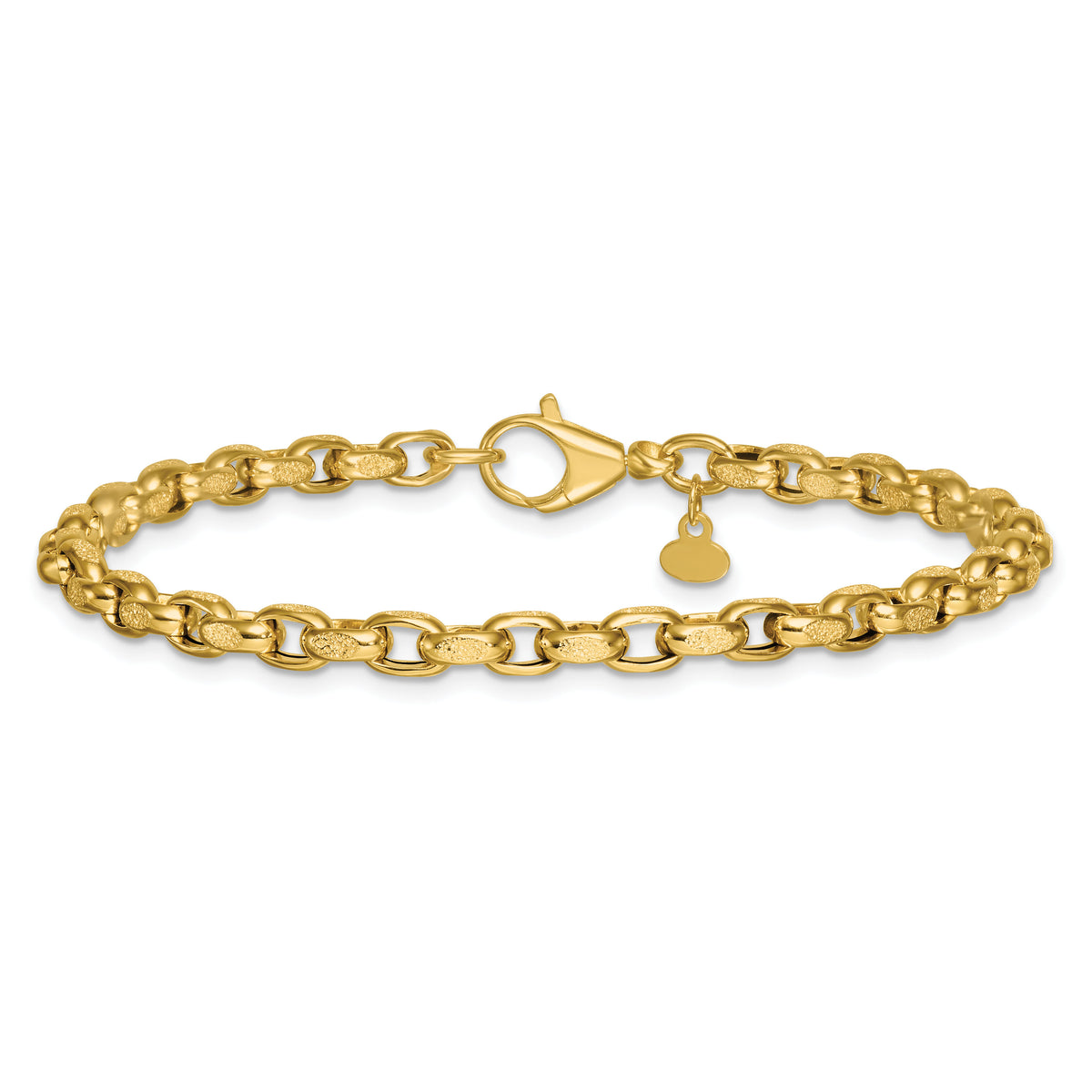14k Polished 7.75in Fancy Textured Open Link Bracelet-SF3223-7.75