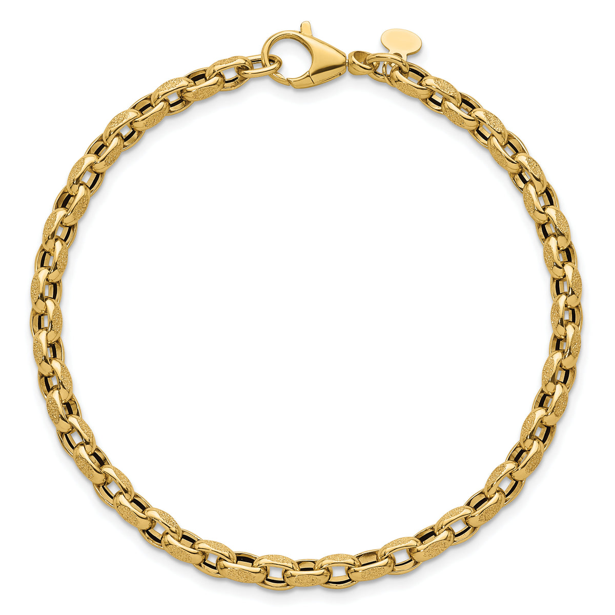 14k Polished 7.75in Fancy Textured Open Link Bracelet-SF3223-7.75