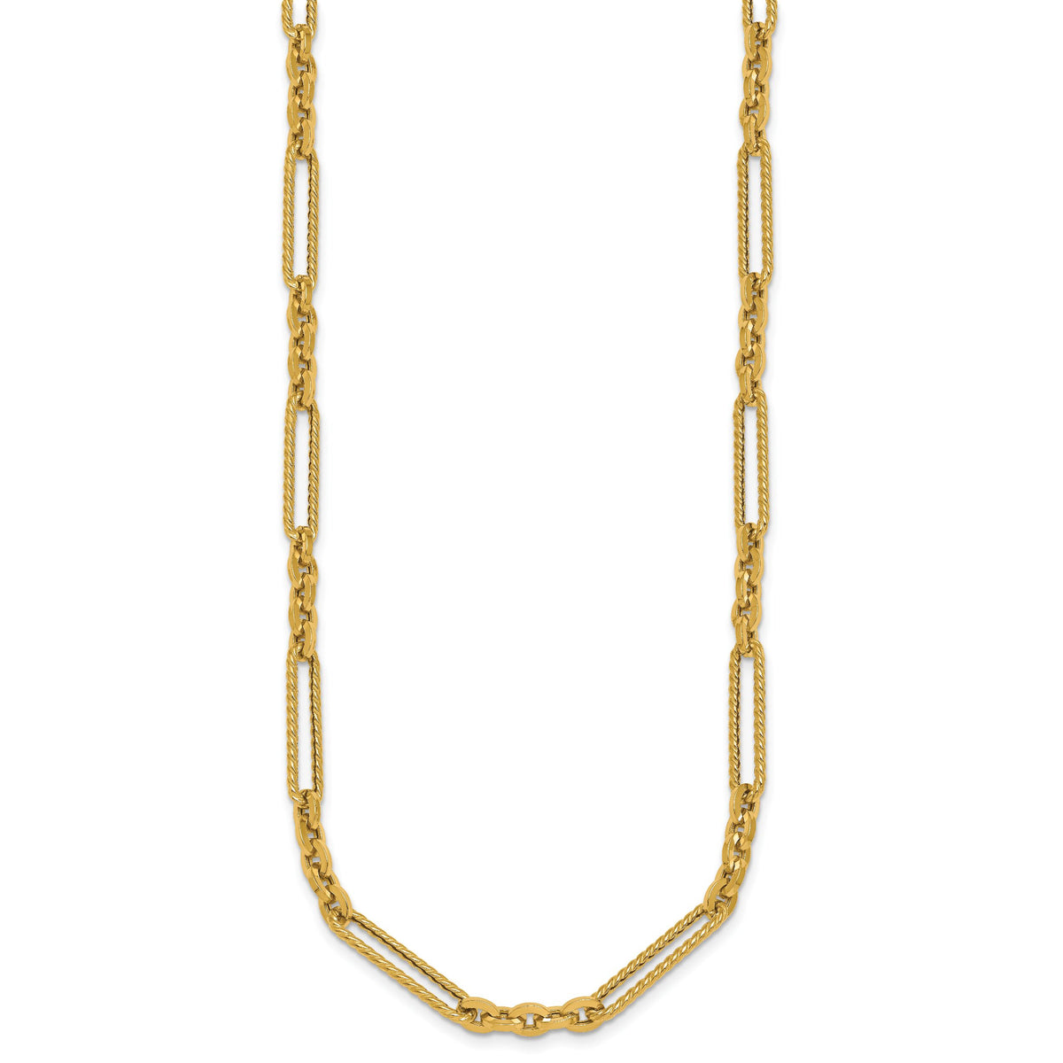 14K Polished and Textured 18in Fancy Link Toggle Necklace-SF3224-18