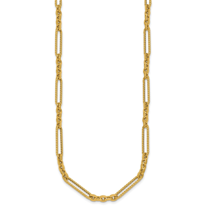 14K Polished and Textured 18in Fancy Link Toggle Necklace-SF3224-18