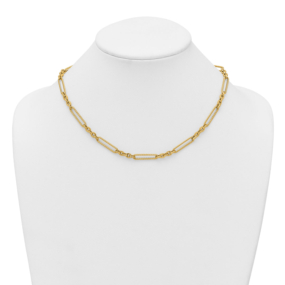 14K Polished and Textured 18in Fancy Link Toggle Necklace-SF3224-18