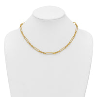 14K Polished and Textured 18in Fancy Link Toggle Necklace-SF3224-18