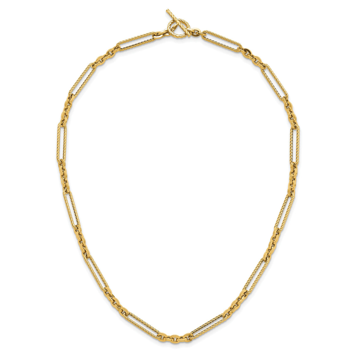 14K Polished and Textured 18in Fancy Link Toggle Necklace-SF3224-18