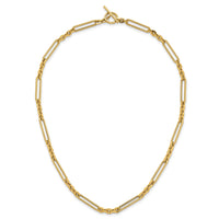 14K Polished and Textured 18in Fancy Link Toggle Necklace-SF3224-18