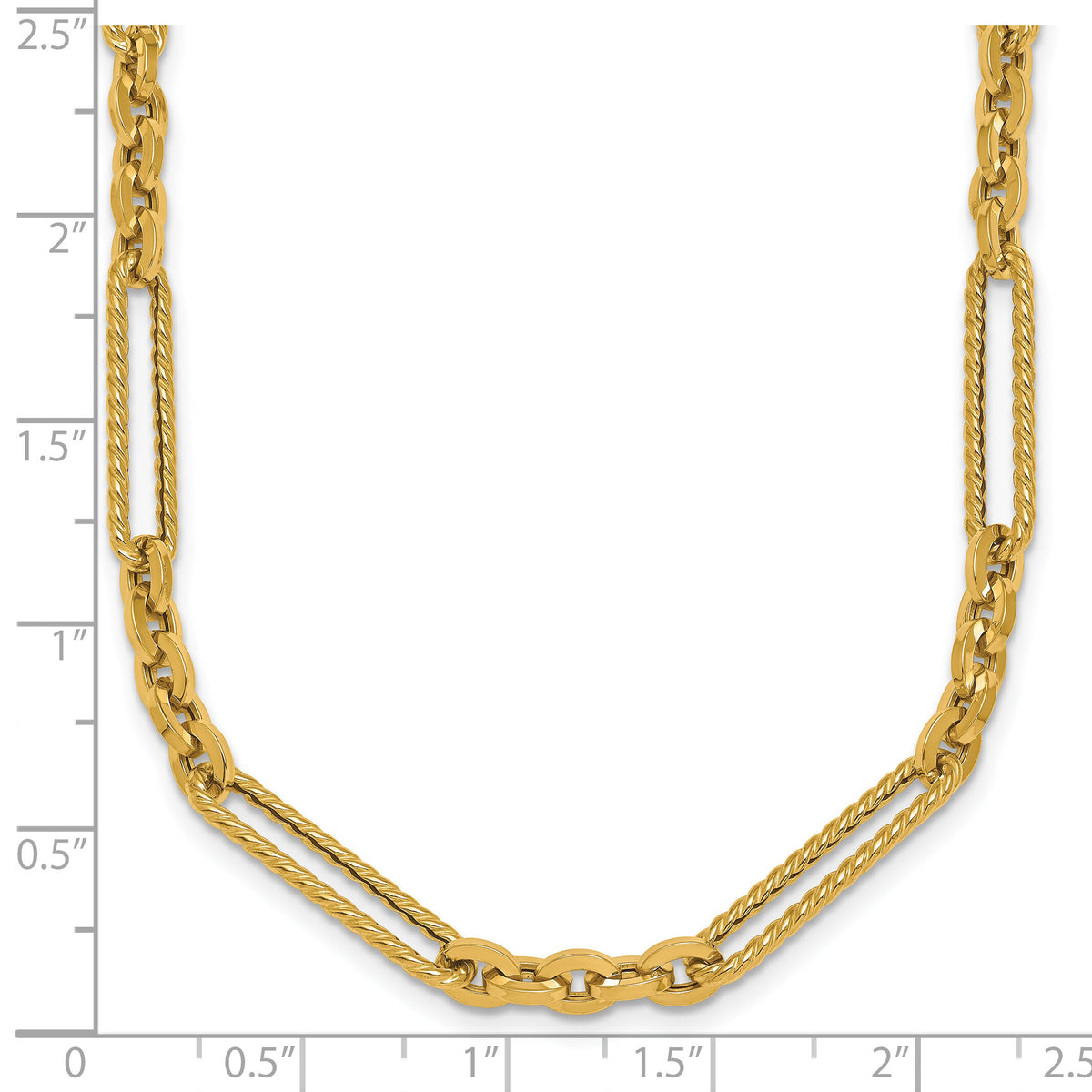 14K Polished and Textured 18in Fancy Link Toggle Necklace-SF3224-18