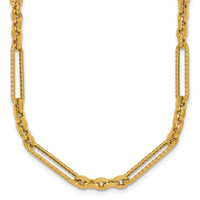 14K Polished and Textured 18in Fancy Link Toggle Necklace-SF3224-18