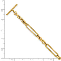 14K Polished and Textured 7.5in Fancy Link Toggle Bracelet-SF3224-7.5