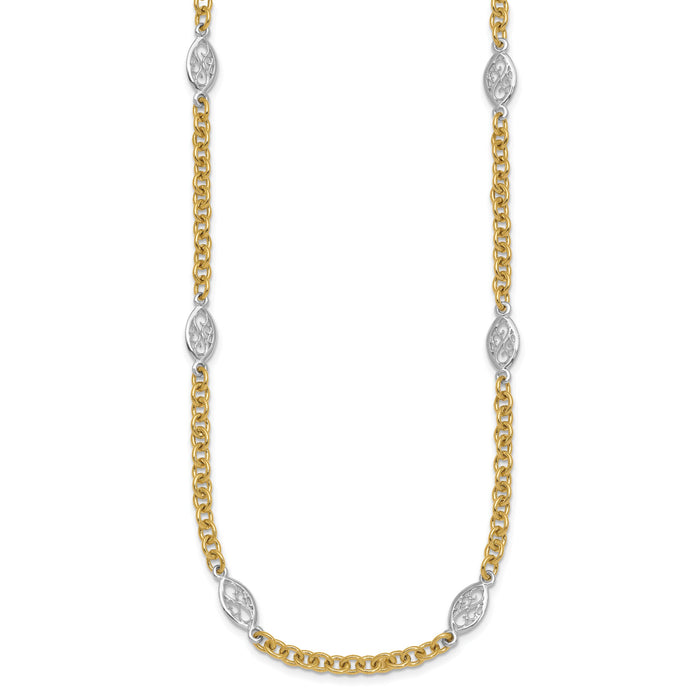 14k Two-tone Polished Fancy Chain 6.5mm Necklace-SF3225-18