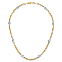 14k Two-tone Polished Fancy Chain 6.5mm Necklace-SF3225-18