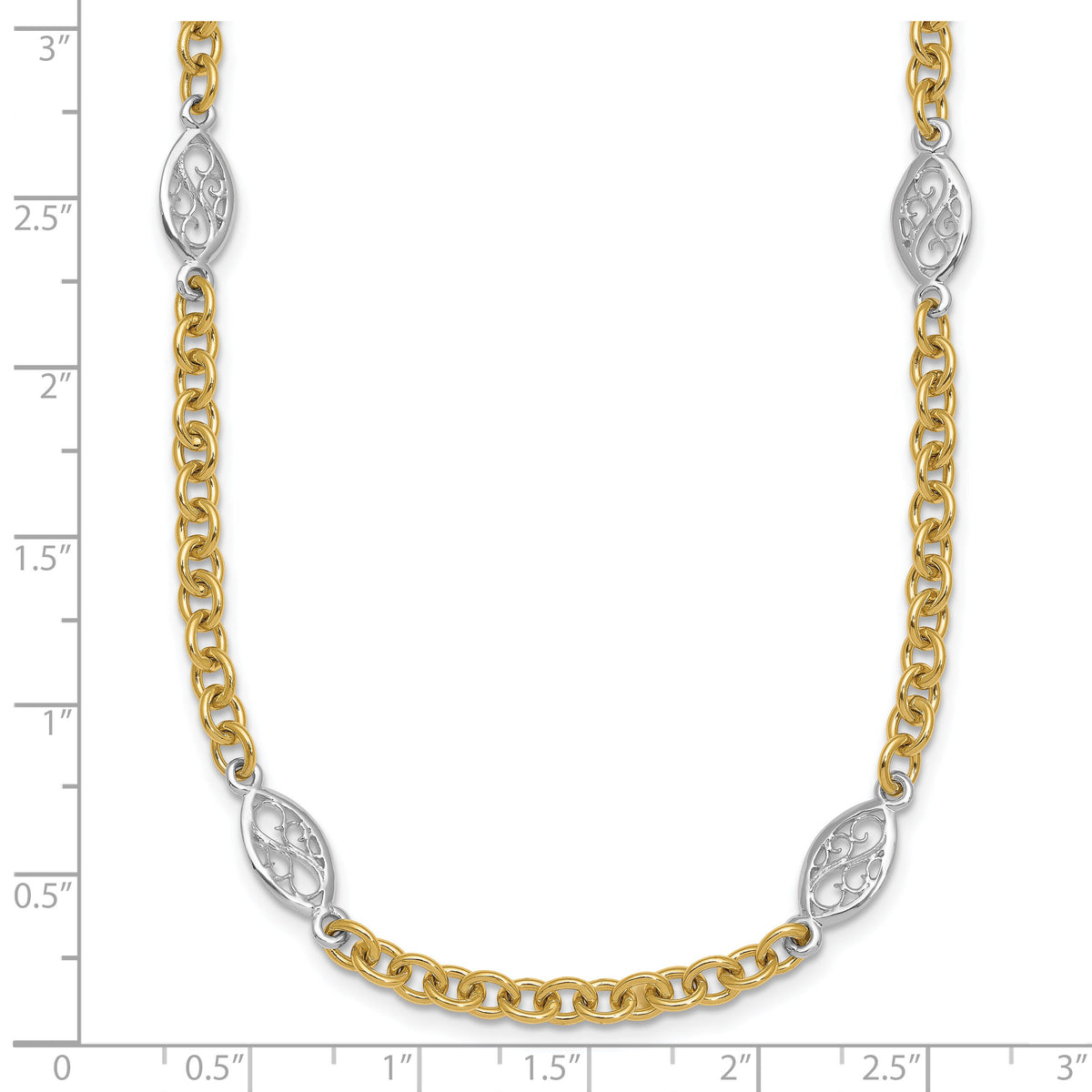 14k Two-tone Polished Fancy Chain 6.5mm Necklace-SF3225-18