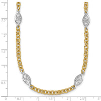 14k Two-tone Polished Fancy Chain 6.5mm Necklace-SF3225-18