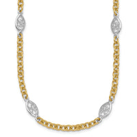 14k Two-tone Polished Fancy Chain 6.5mm Necklace-SF3225-18