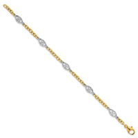 14k Two-tone Polished Fancy Chain 6.5mm Bracelet-SF3225-7.25