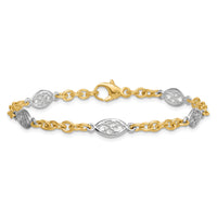 14k Two-tone Polished Fancy Chain 6.5mm Bracelet-SF3225-7.25