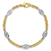 14k Two-tone Polished Fancy Chain 6.5mm Bracelet-SF3225-7.25