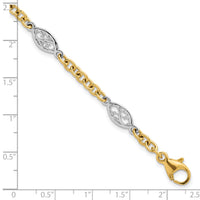 14k Two-tone Polished Fancy Chain 6.5mm Bracelet-SF3225-7.25