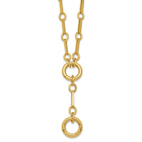 14k Polished 17.5in Fancy Link with Circle Y-Drop Necklace-SF3226-17.5