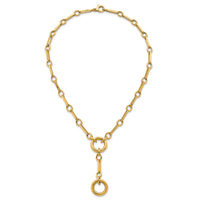 14k Polished 17.5in Fancy Link with Circle Y-Drop Necklace-SF3226-17.5