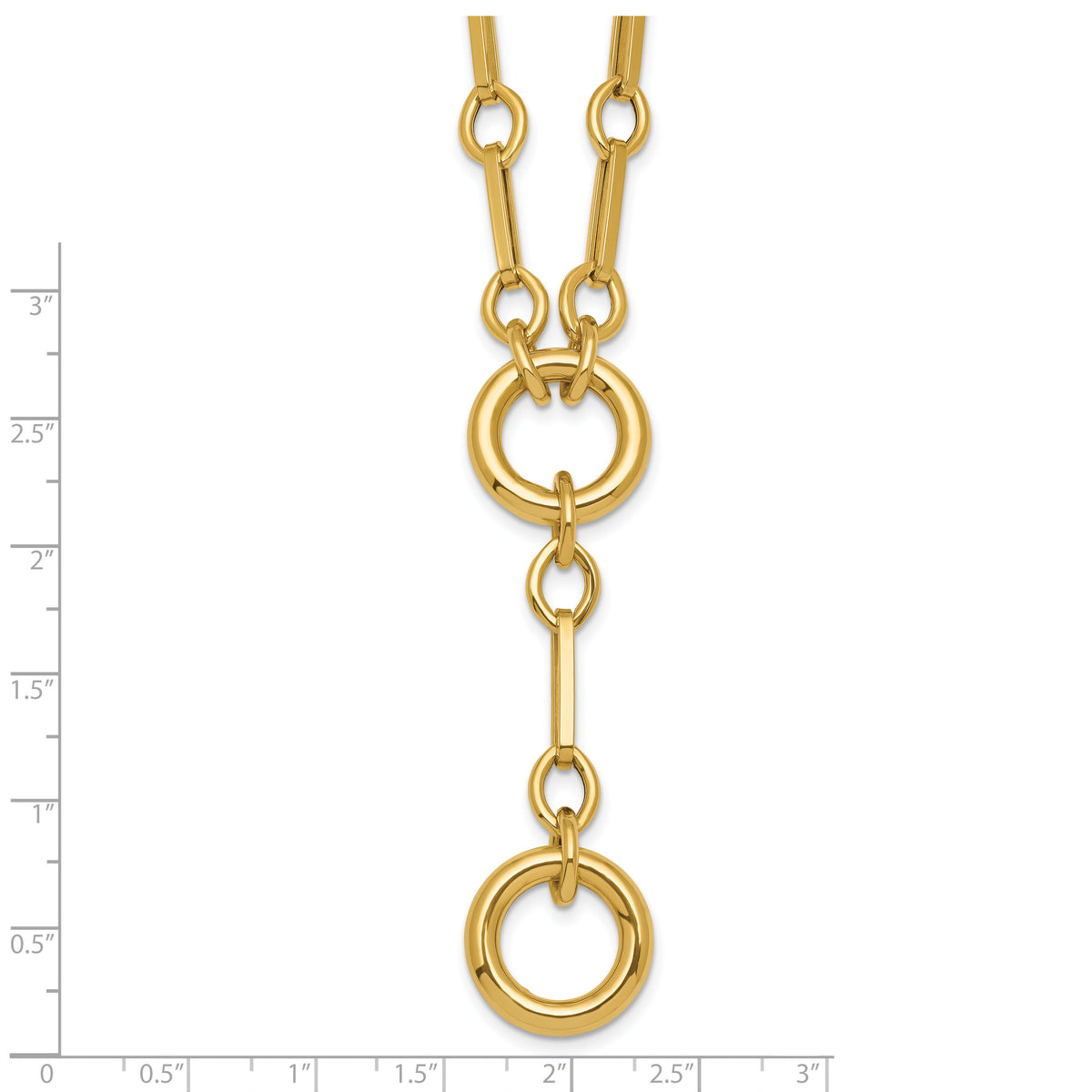14k Polished 17.5in Fancy Link with Circle Y-Drop Necklace-SF3226-17.5