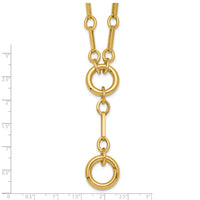 14k Polished 17.5in Fancy Link with Circle Y-Drop Necklace-SF3226-17.5