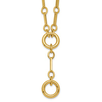 14k Polished 17.5in Fancy Link with Circle Y-Drop Necklace-SF3226-17.5