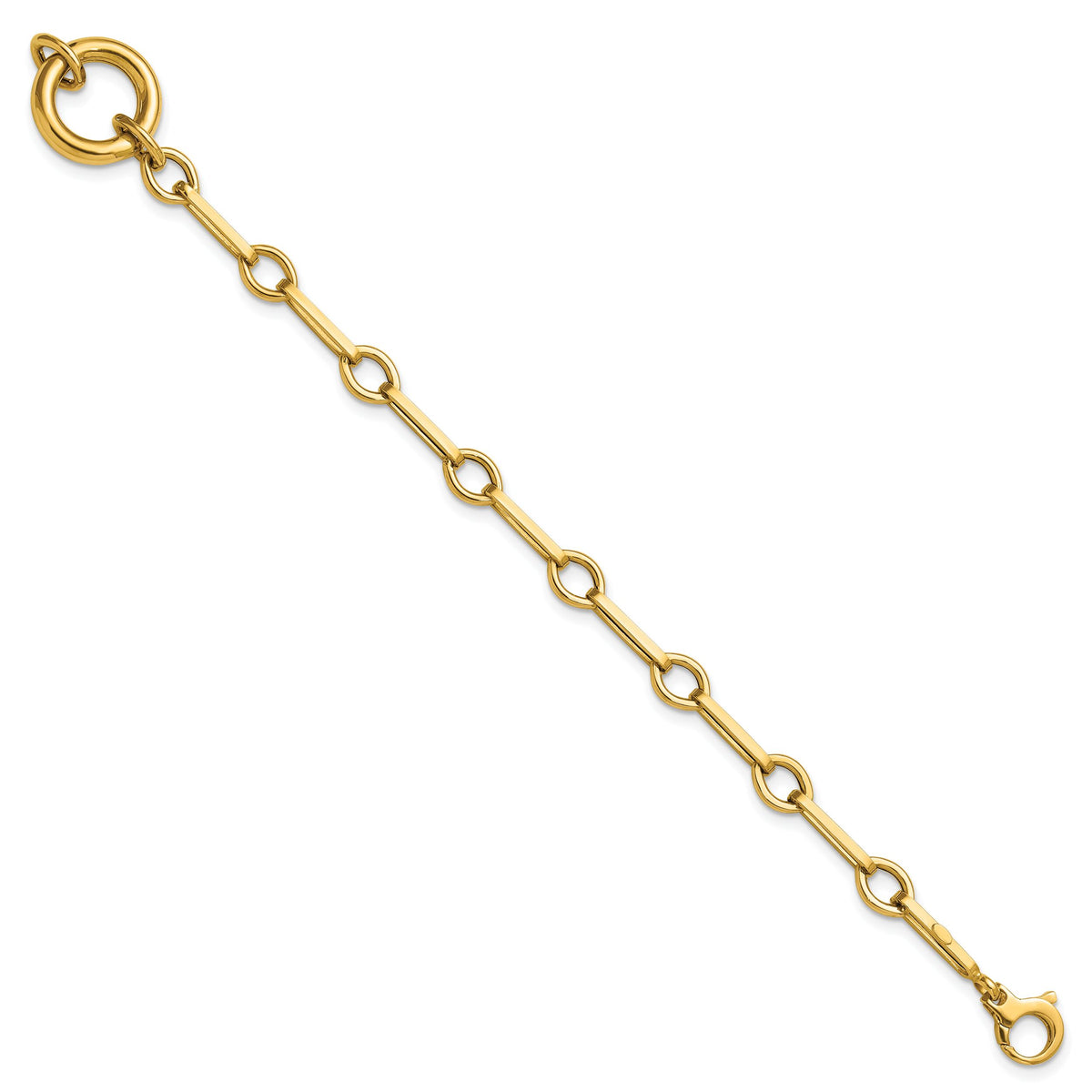 14k Polished 7.75in Fancy Link with Circle Bracelet-SF3226-7.75