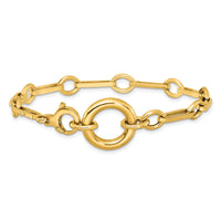 14k Polished 7.75in Fancy Link with Circle Bracelet-SF3226-7.75