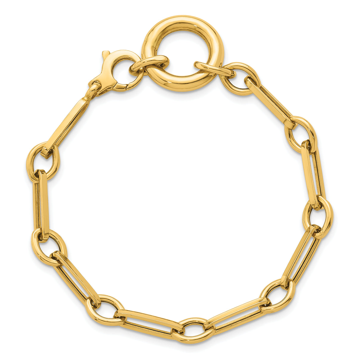 14k Polished 7.75in Fancy Link with Circle Bracelet-SF3226-7.75