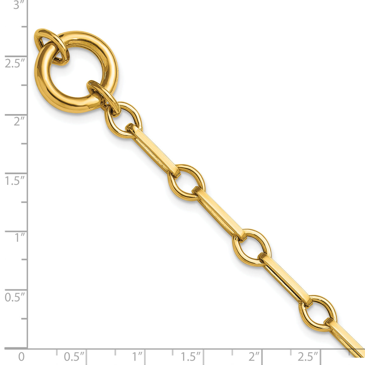 14k Polished 7.75in Fancy Link with Circle Bracelet-SF3226-7.75