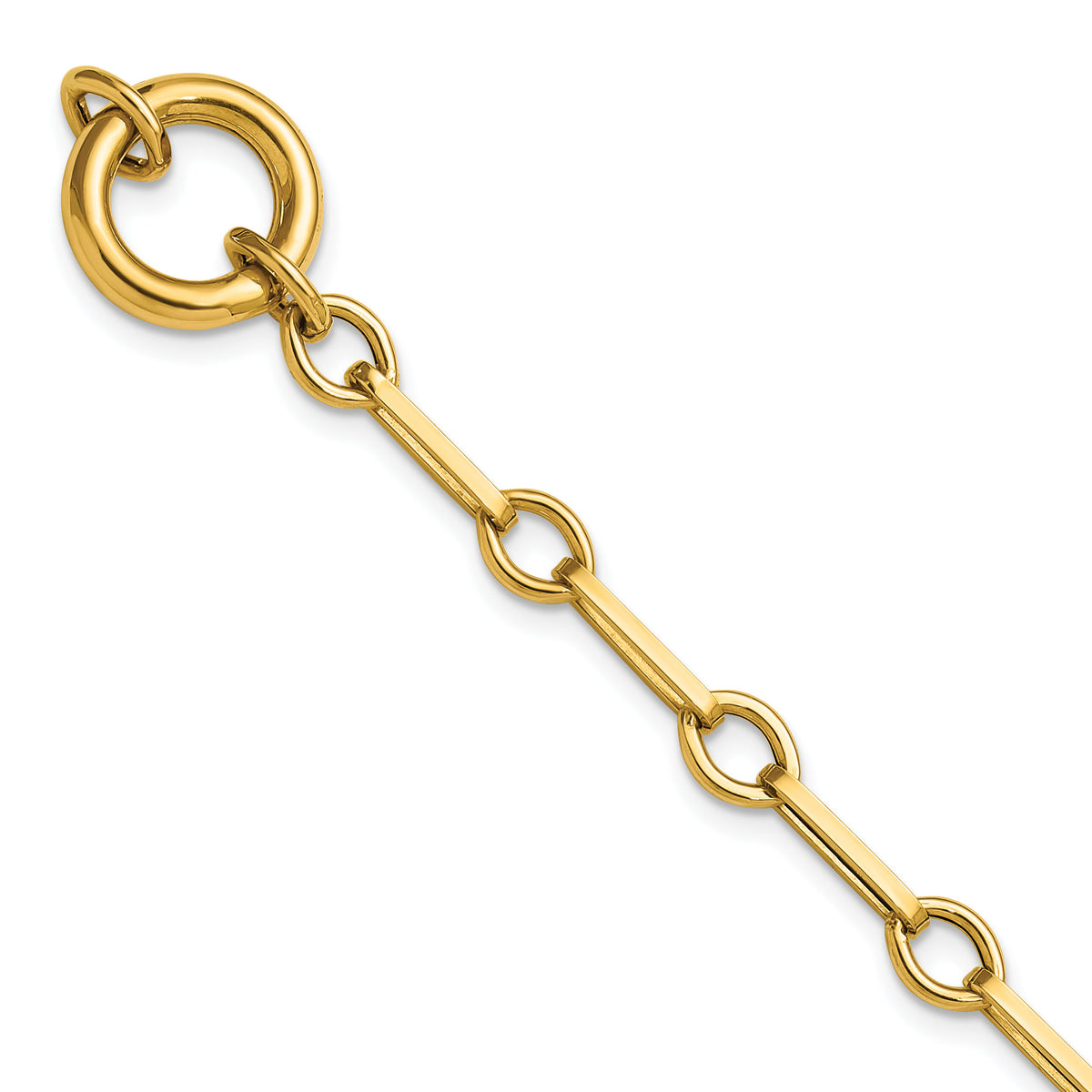 14k Polished 7.75in Fancy Link with Circle Bracelet-SF3226-7.75