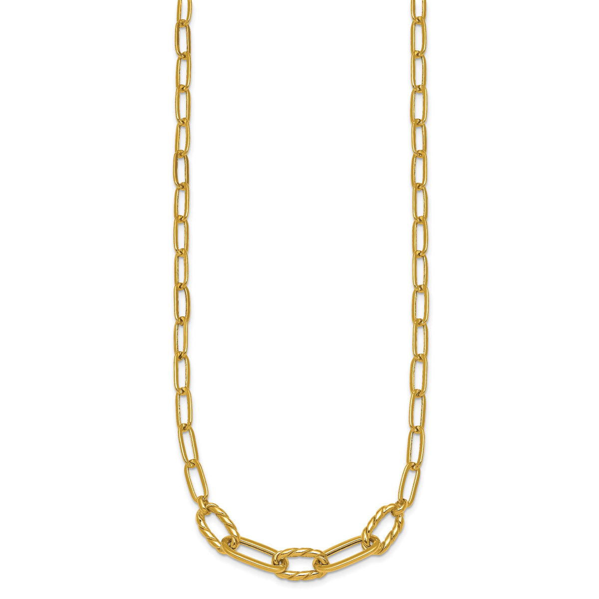 14K Polished Fancy 18in Paperclip Necklace-SF3228-18