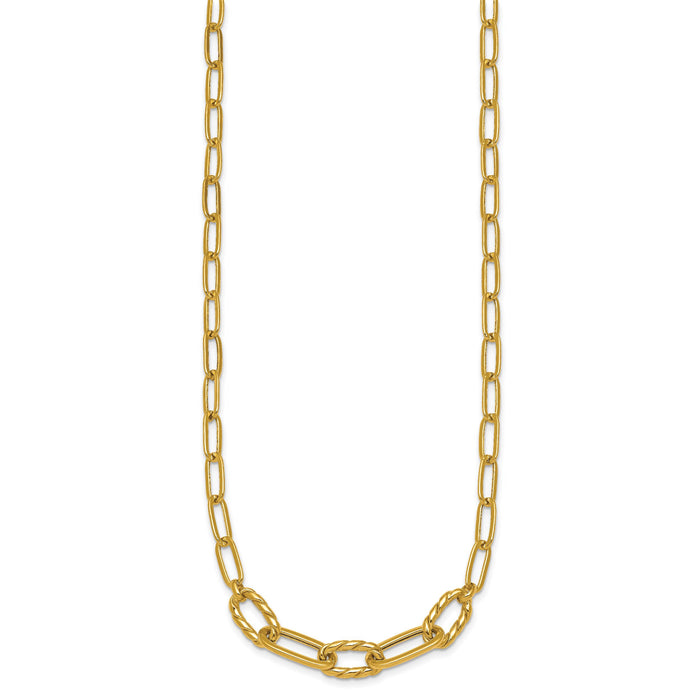 14K Polished Fancy 18in Paperclip Necklace-SF3228-18