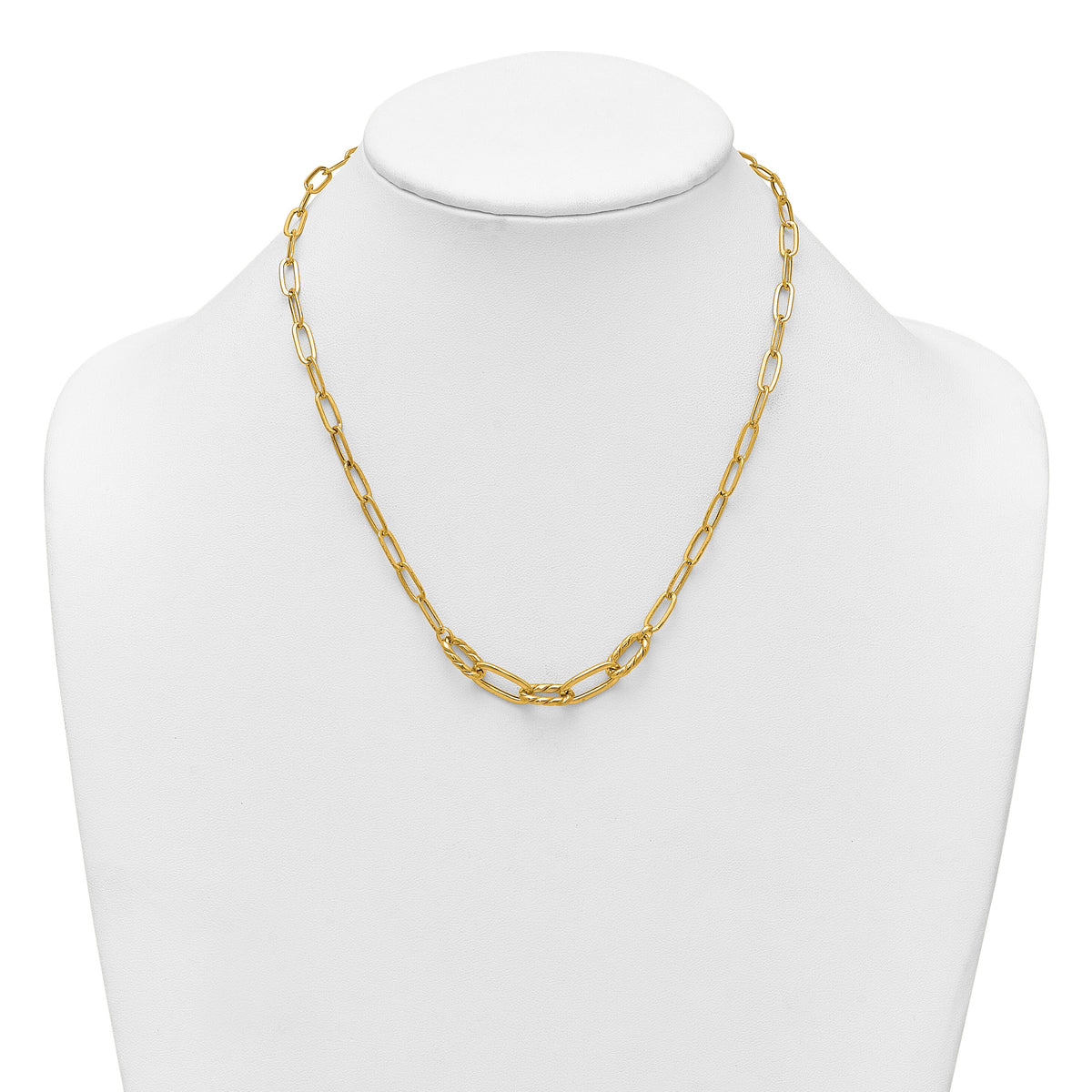 14K Polished Fancy 18in Paperclip Necklace-SF3228-18