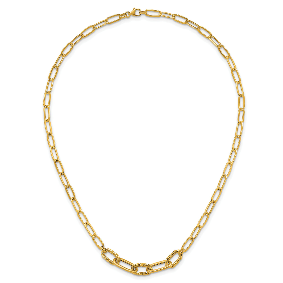 14K Polished Fancy 18in Paperclip Necklace-SF3228-18