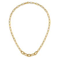14K Polished Fancy 18in Paperclip Necklace-SF3228-18