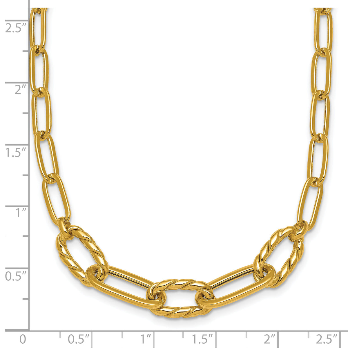 14K Polished Fancy 18in Paperclip Necklace-SF3228-18