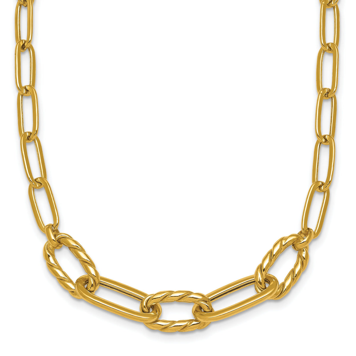 14K Polished Fancy 18in Paperclip Necklace-SF3228-18