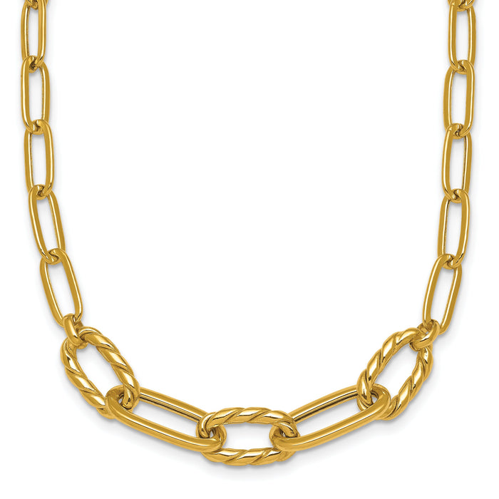 14K Polished Fancy 18in Paperclip Necklace-SF3228-18