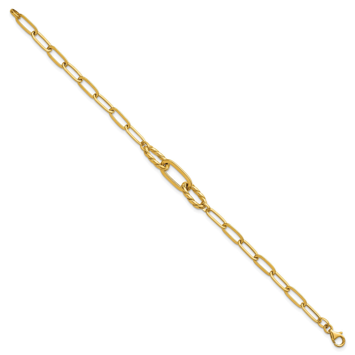 14K Polished Fancy 7.5in Paperclip Bracelet-SF3228-7.5