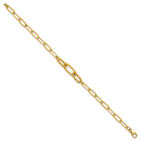 14K Polished Fancy 7.5in Paperclip Bracelet-SF3228-7.5