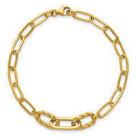 14K Polished Fancy 7.5in Paperclip Bracelet-SF3228-7.5