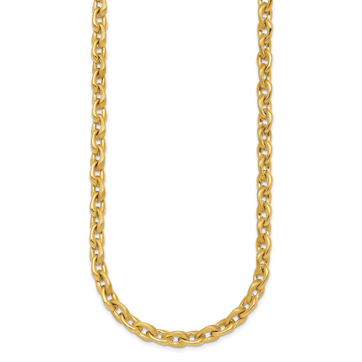 14k Polished And Brushed Chain 6.75mm Necklace-SF3229-18