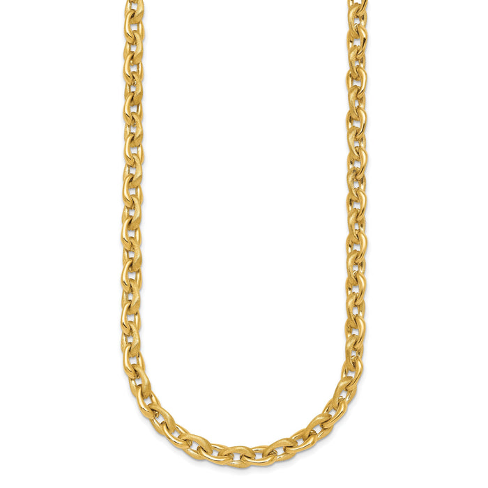 14k Polished And Brushed Chain 6.75mm Necklace-SF3229-18