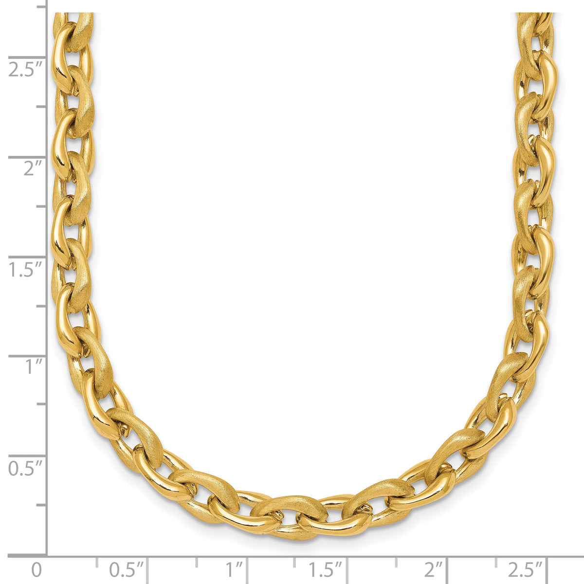 14k Polished And Brushed Chain 6.75mm Necklace-SF3229-18