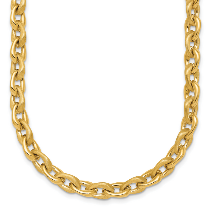 14k Polished And Brushed Chain 6.75mm Necklace-SF3229-18