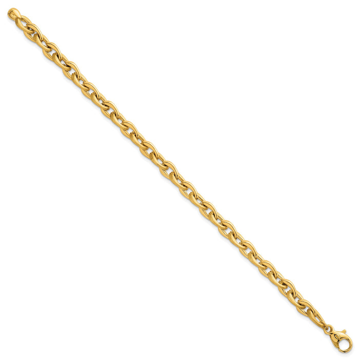 14k Polished And Brushed Chain 6.75mm Bracelet-SF3229-7.5