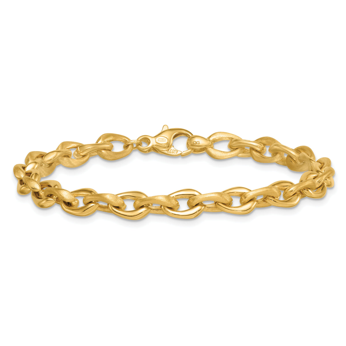 14k Polished And Brushed Chain 6.75mm Bracelet-SF3229-7.5