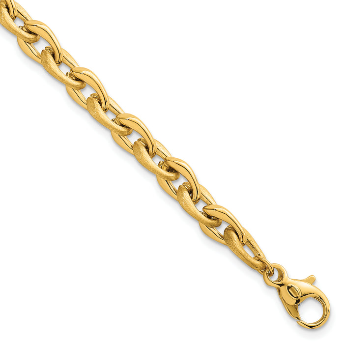 14k Polished And Brushed Chain 6.75mm Bracelet-SF3229-7.5